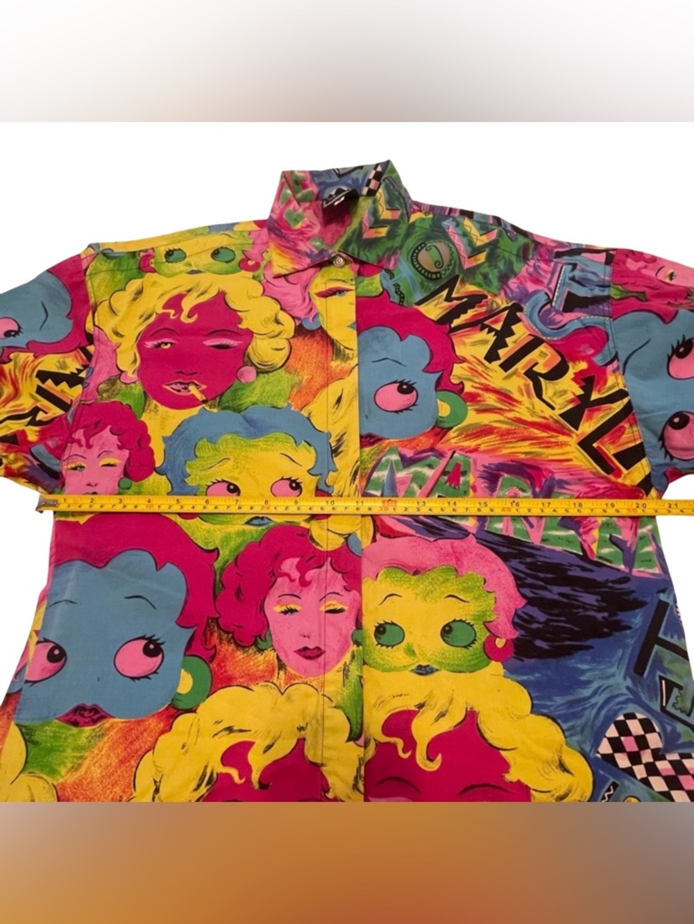 Vintage! 90’s Versace Jeans Couture Andy Warhol Long Sleeve Shirt Small - Picture 10 of 11